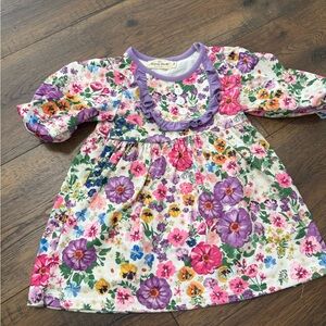 Floral Kids Dress with Purple Accents